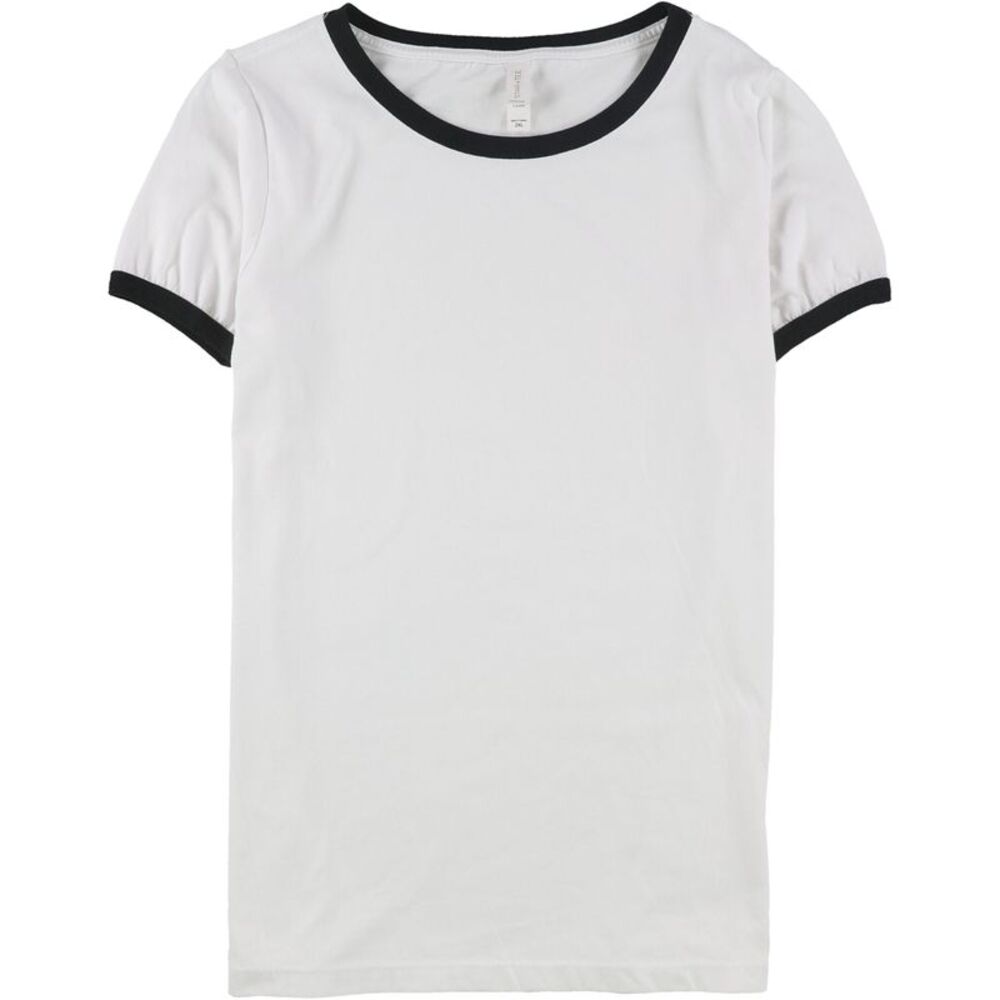 Star Tee Womens Honolulu Ringer Basic T-Shirt, White, 2XL, DM